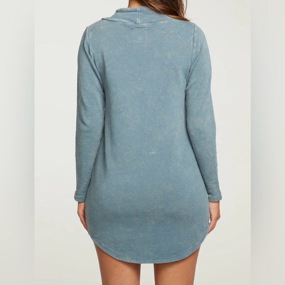 CHASER Slub French Terry Long Sleeve Funnel Neck Shirttail Dress Large - Picture 3 of 8